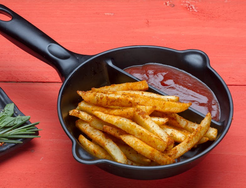 Fresh cut seasoned fries with sea salt